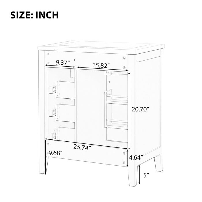 Modern Bathroom Vanity With Sink Combo, 3 Drawers, Undermount Drop-In Sink