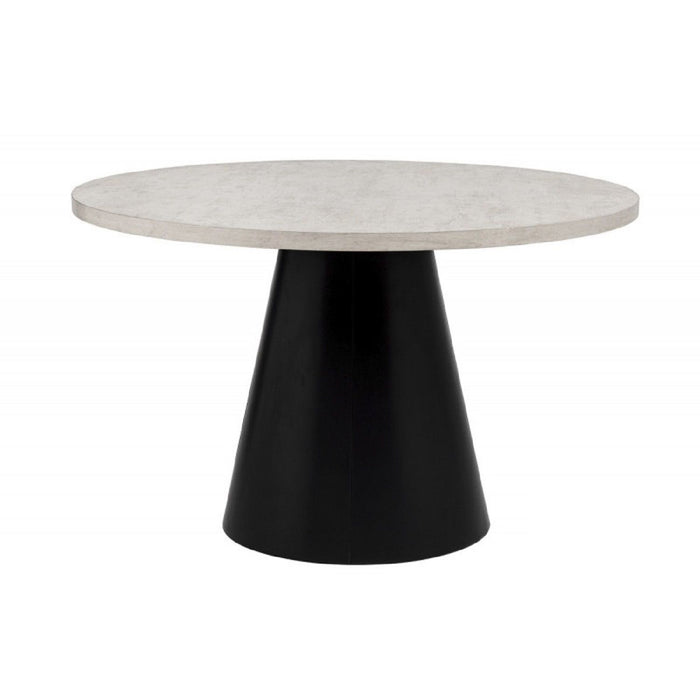 Dining Set With Round Table And 4 Upholstered Chairs - Black / Gray