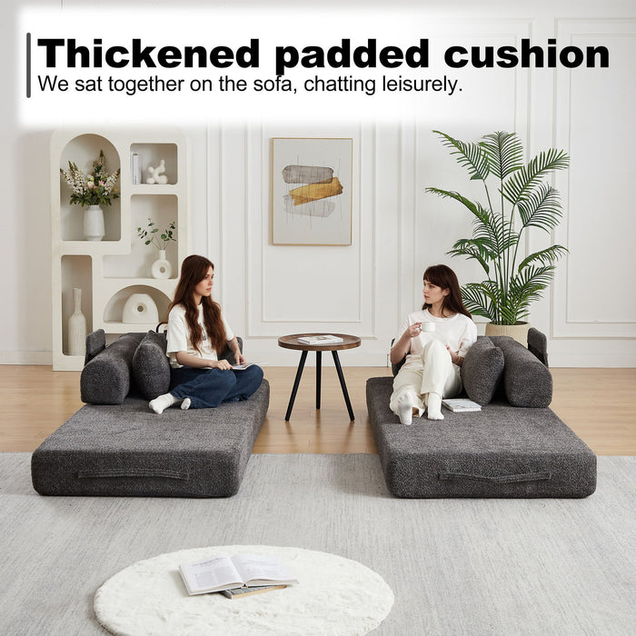Convertible Sleeper Sofa Bed With Cylindrical Pillow