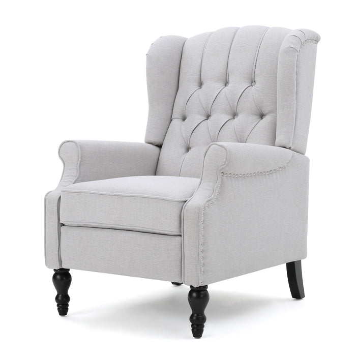 Armchair Recliner With Pushback Mechanism And Wingback Design