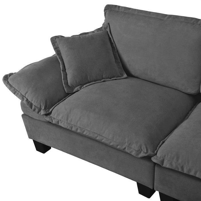 Modular Sectional Sofa With Movable Ottoman & Pillows