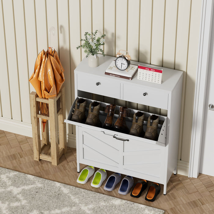 Shoe Cabinet With Flip Drawers