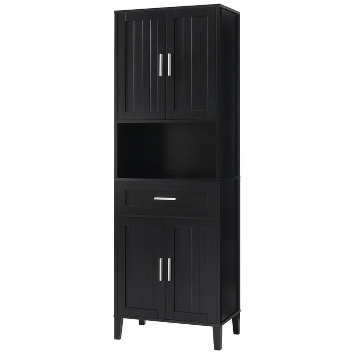 Freestanding Tall Bathroom Cabinet With Soft Close Doors And Adjustable Shelves