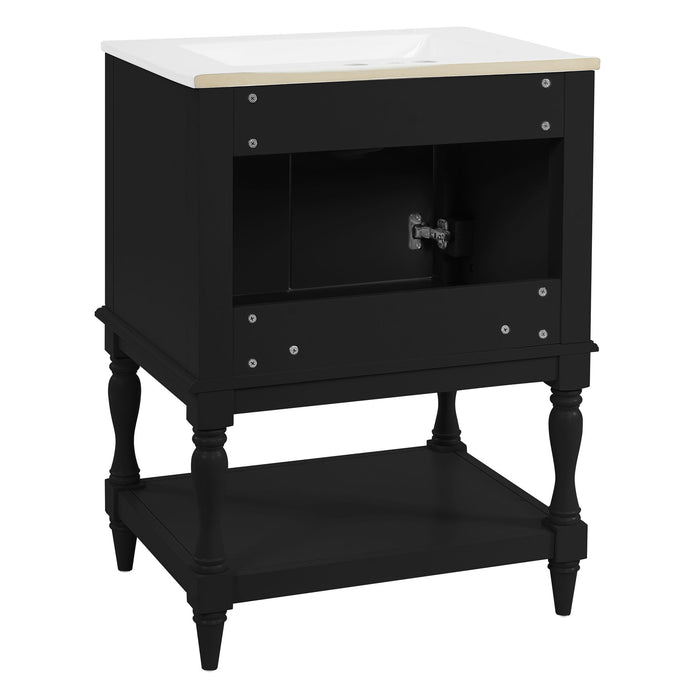 Modern Bathroom Vanity With Sink, Rectangular Cabinet With Open Shelf And Closed Storage