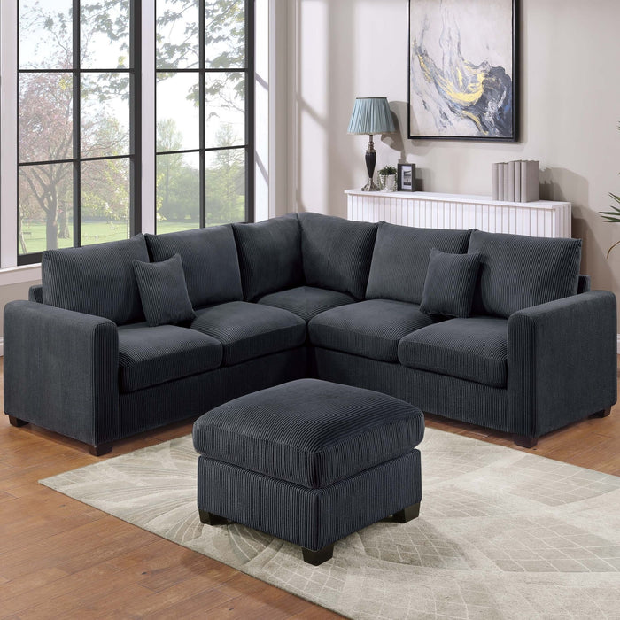 Modern Style L-Shaped Sectional Set With Ottoman