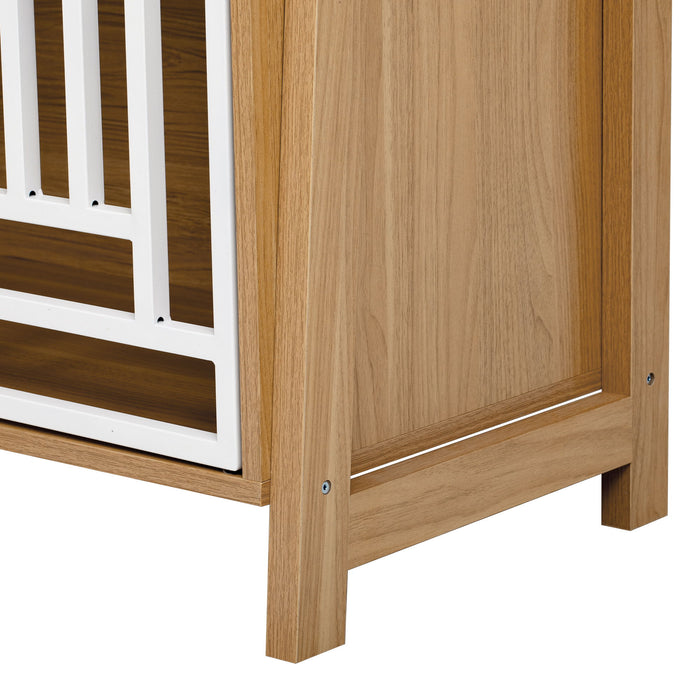 Modern Furniture Style 2 In 1 Pet Friendly Dog Crate Ladder Bookcase - Ancient Oak