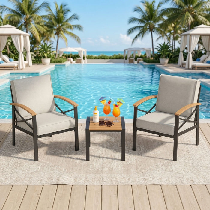 Square Outdoor Patio End Table - Black