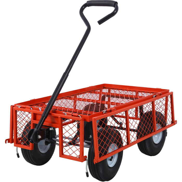 Heavy Duty Steel Garden Cart With Mesh Sides