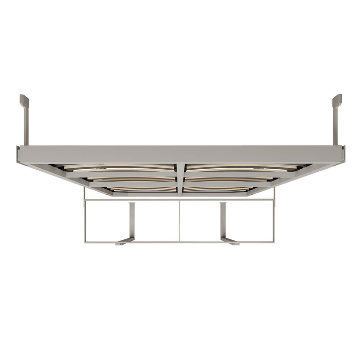 Queen Size Cabinet Wall Bed Mechanism With Desk Panel - Gray