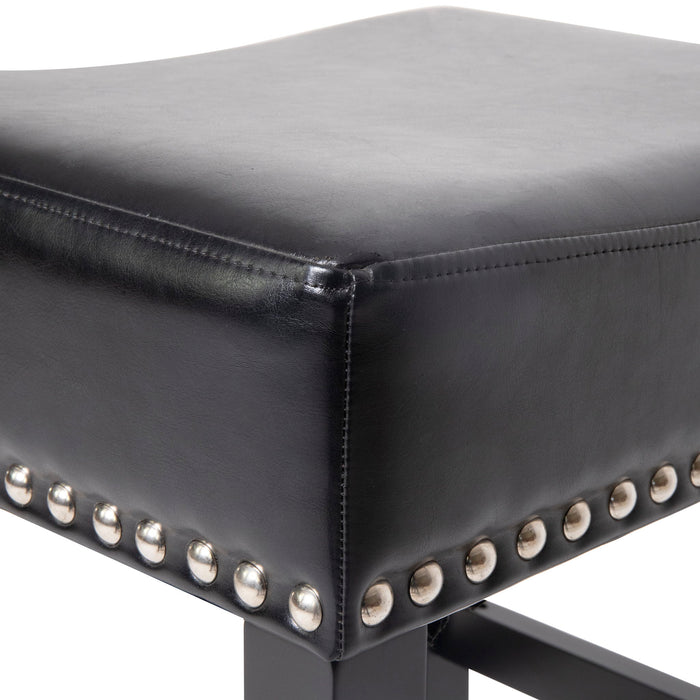 Soltique - Backless Dining Counter Stool With Nailhead Trim (Set of 2)
