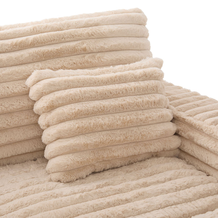 Plush Oversized Double Chaise Lounge Sofa Bed With USB Ports And Cup Holders