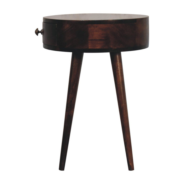 Circular Shaped Bedside Table - Walnut