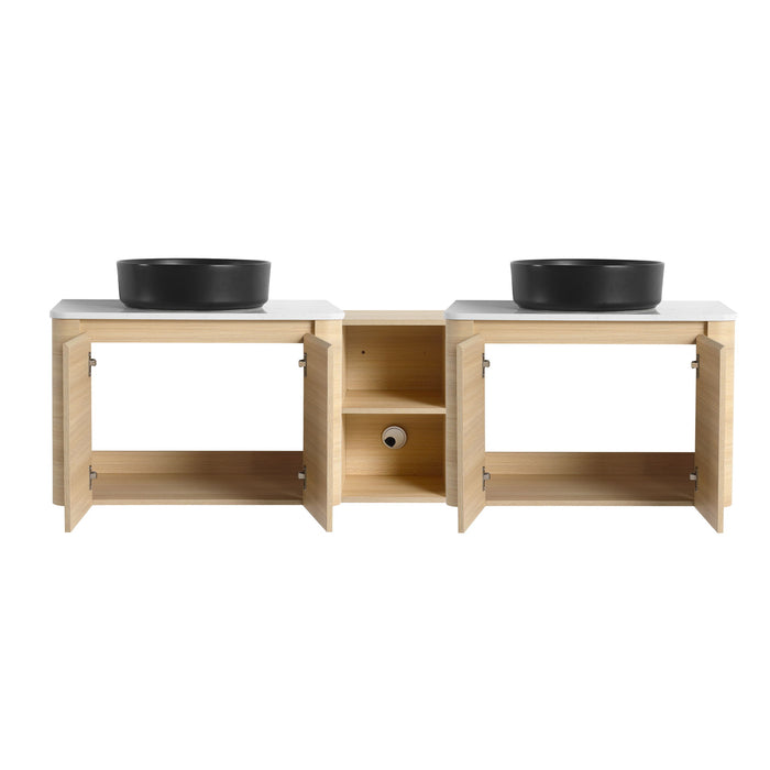 Mounted Bathroom Vanity With Art Sink, 1 Storage Shelf, Soft Close Door