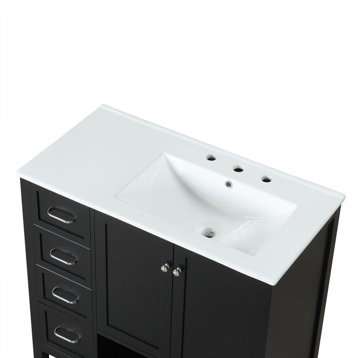 Bathroom Vanity With Sink Top, Bathroom Vanity Cabinet With 2 Doors And 2 Drawers, Open Shelf