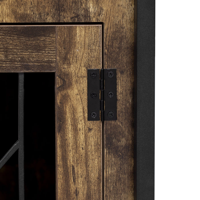 Furniture Style 2 In 1 Pet Friendly Dog Crate Composite Desk Hutch - Rustic Brown