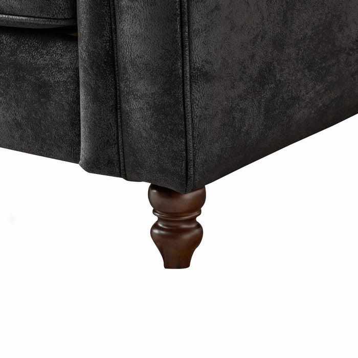 Chesterfield Loveseat, High Tech Fabric Roll Armrest