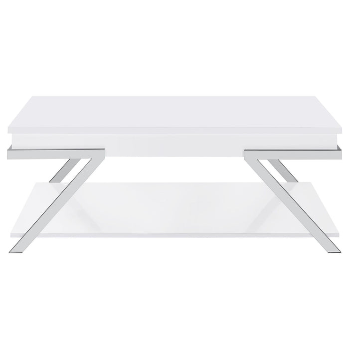 Briana - 2 Piece Coffee And End Table Set With Lift Top Legs - Gloss White