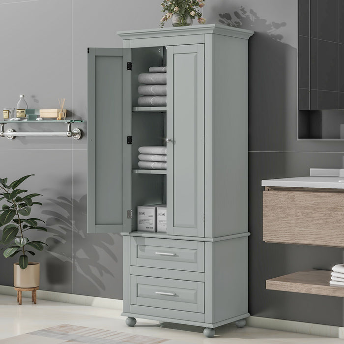 Tall Storage Cabinet With 2 Drawers For Bathroom