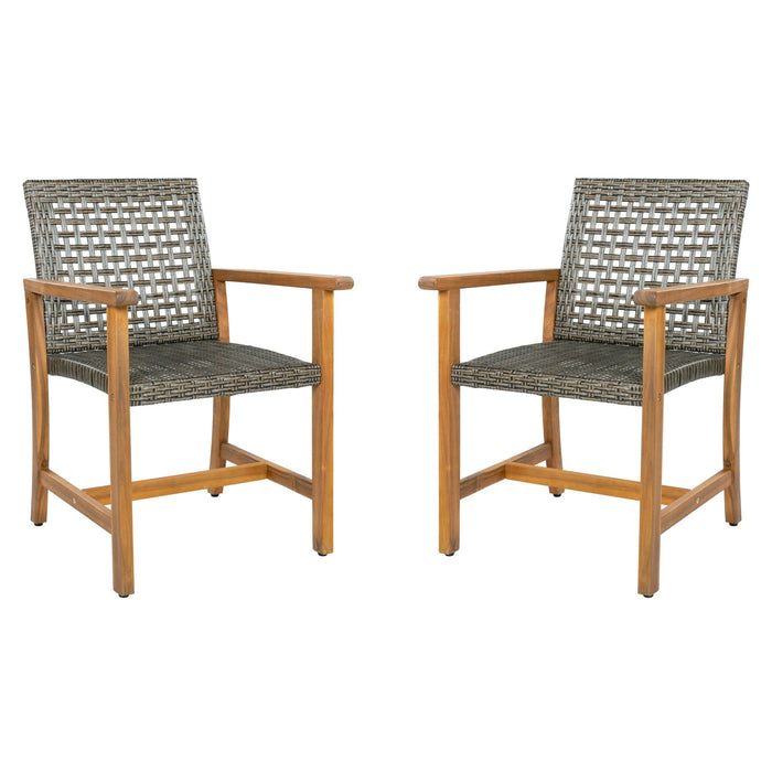 Outdoor Dining Chairs (Set of 2) - Mocha / Teak
