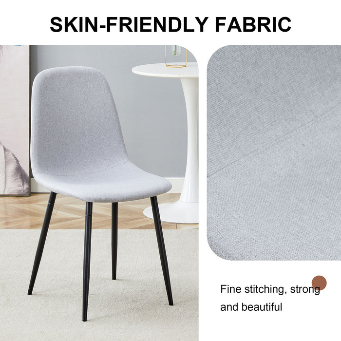 Modern Medieval Style Cushioned Side Chairs Set With Black Metal Legs For Kitchens