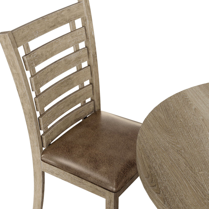 Dining Chairs Modern Farmhouse Rustic Look Distressed Design Ladderback Solid Wood (Set of 2) - Grayish Brown