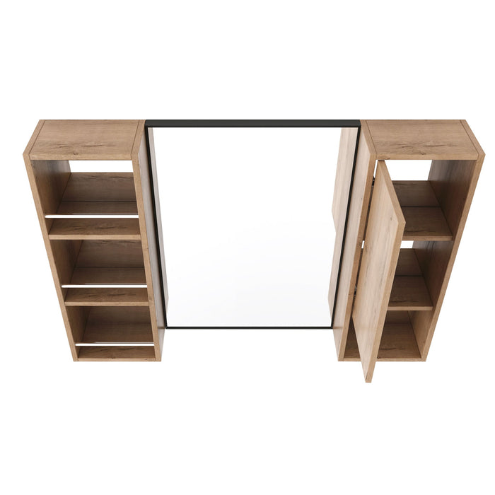 39.4" Wall Mounted Bathroom Cabinet With Storage And - Imitative Oak