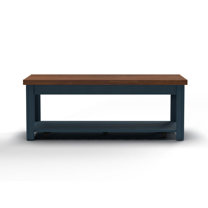 Nantucket - Chairside Table Wooden - Blue Denim, Whiskey