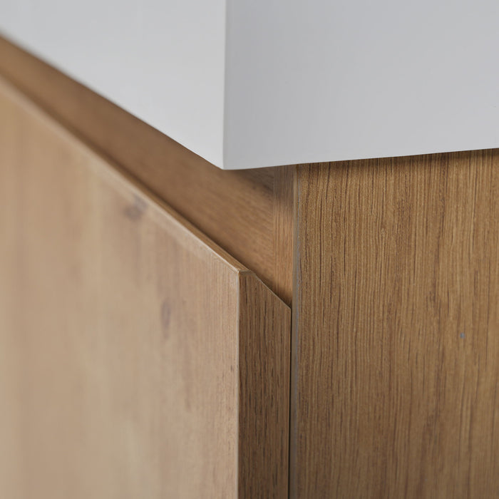 Double Sink Bathroom Vanity, Cabinet & Soft Close Doors, Divided Drawers, Wall Mounted Storage - Wood