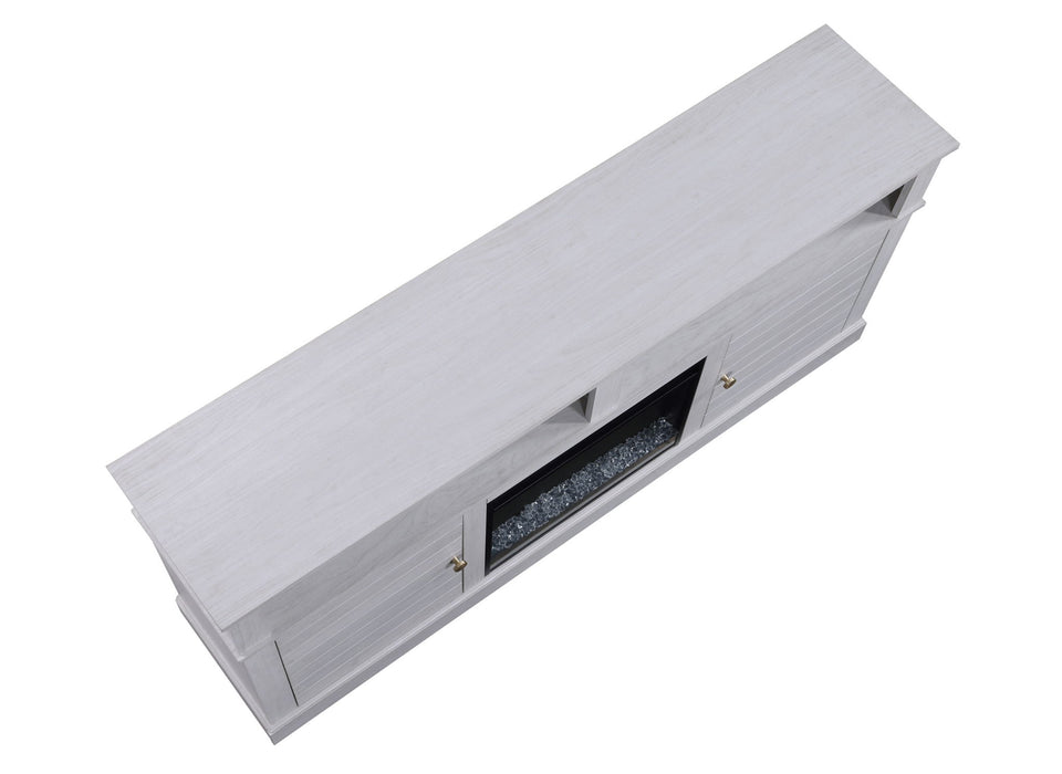 Terra - TV Stand Console With Fireplace - White Walnut