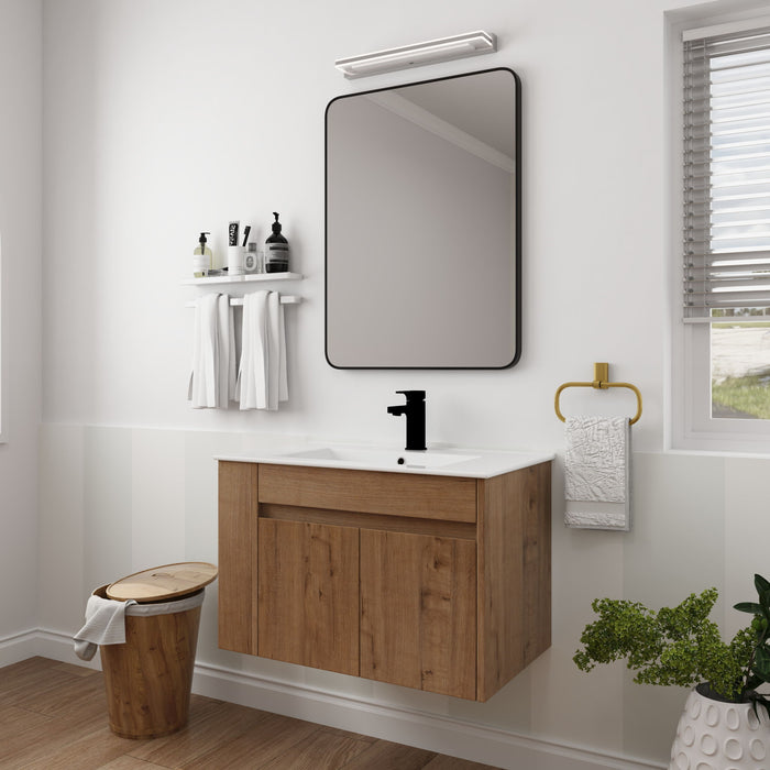 Wall Mounted Bathroom Vanity With Basin And Adjustable Open Shelf