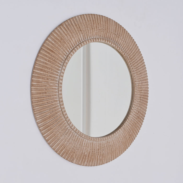 Handcarved Decorative Hanging Wall Mirror - Antique Brown / White