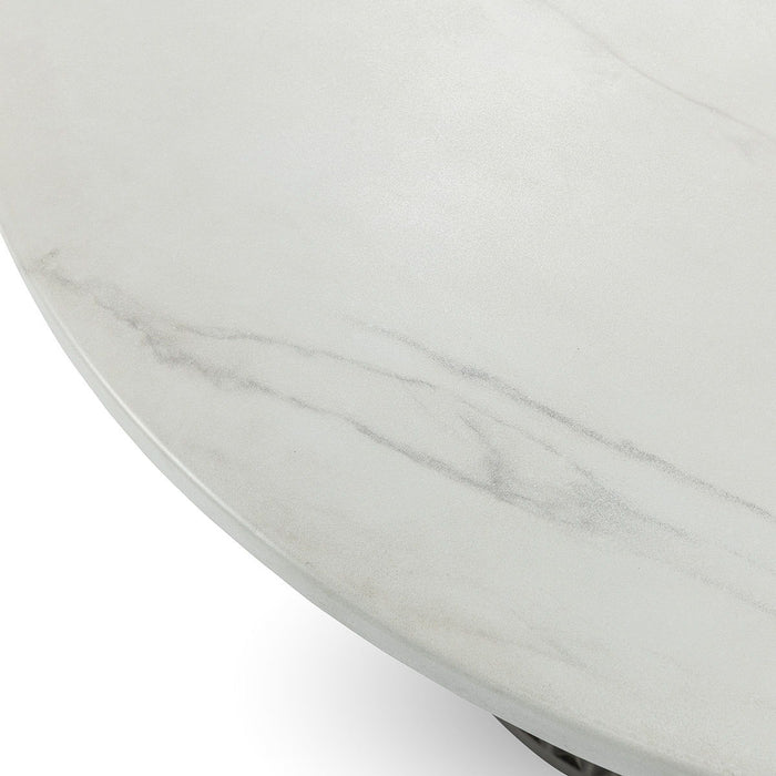 Caspia - 47" Outdoor Round Dining Table - Snowdrift White / Black