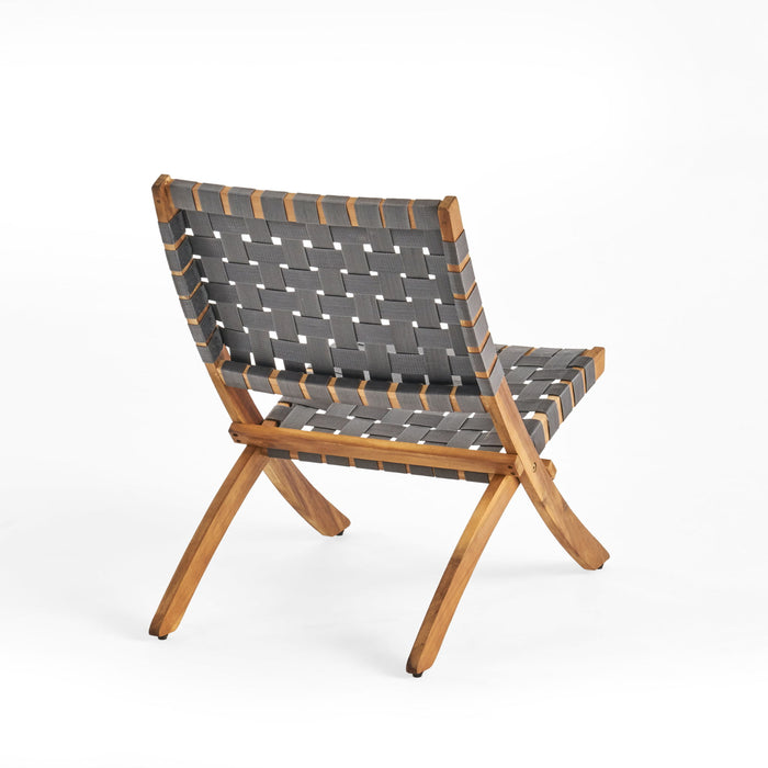 Solidago - Outdoor And Strapping Belt Folding Chairs, (Set of 2) - Black / Brown