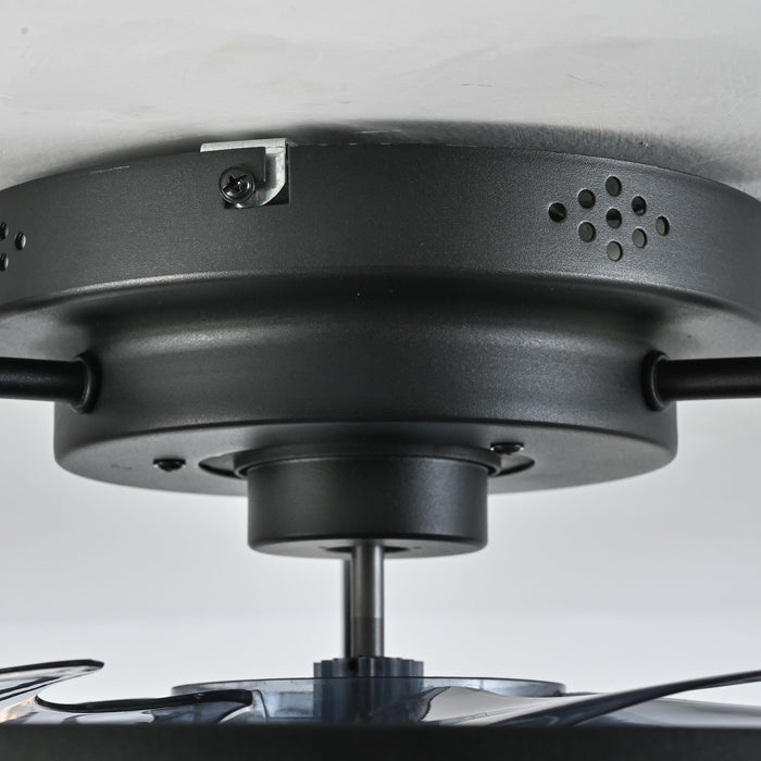 Ceiling Fan With Light, Flower Caged Ceiling Fan With Remote, LED Low Profile Ceiling Light - Matte Black