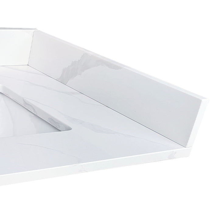 Side Splash With Backsplash For Bathroom Vanity Top - White