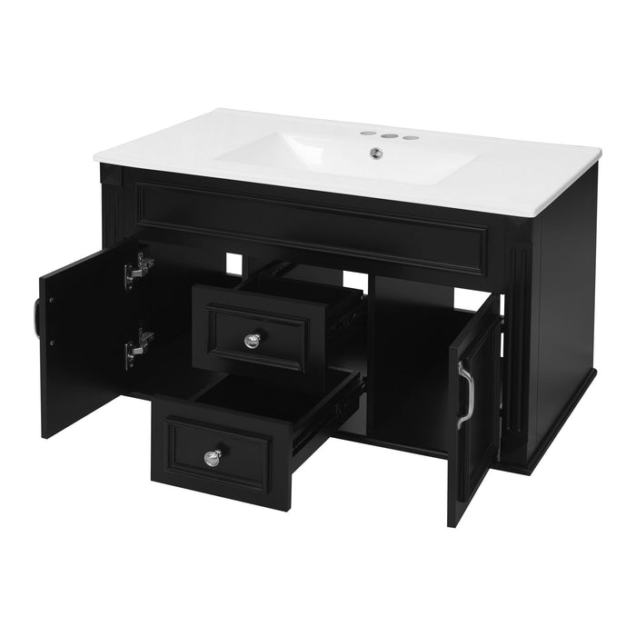French Simple Style Wall Mounted Bathroom Cabinet With Sink