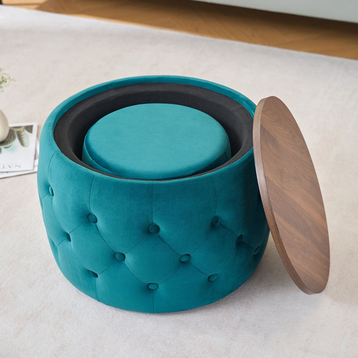 Nesting Ottomans 2 Piece With Tray, 4 In 1 Function