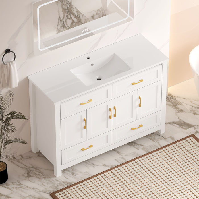 Bathroom Vanity With Sink Combo, 4 Soft Close Doors And 4 Drawers