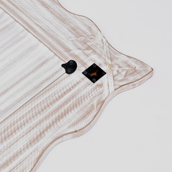 Handcarved Wave Design Rectangle Mirror Accent Enhancing Space - Antique White