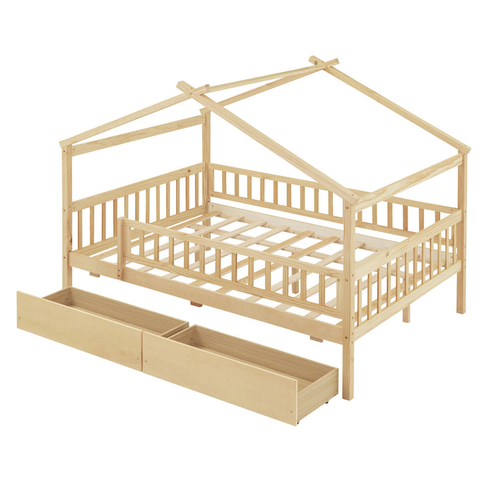 House Bed With 2 Drawers