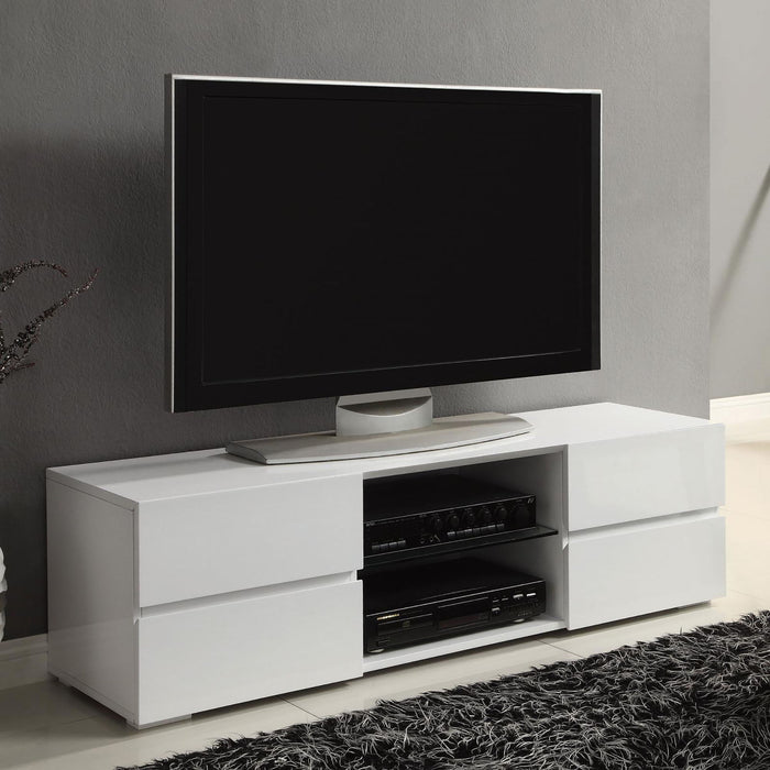 Glossy 4 Drawer TV Console - White