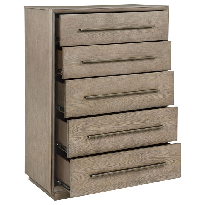 Prescott - 5 Drawer Bedroom Chest With Mitered Trim - Taupe