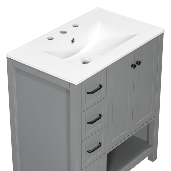Bathroom Vanity With Sink Top, Bathroom Vanity Cabinet With 2 Doors And 2 Drawers, Open Shelf