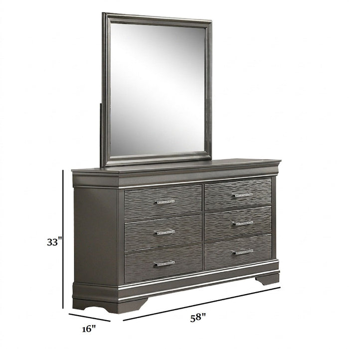 1 Piece Dresser 6 Drawers Bedroom Furniture - Gray