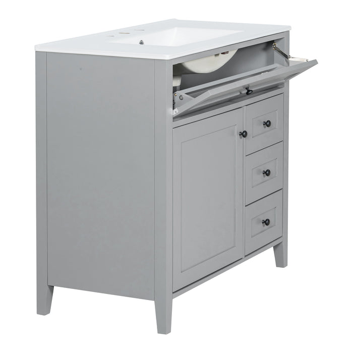 Bathroom Vanity With Sink, Cabinet With 3 Drawers And Adjustable Shelf