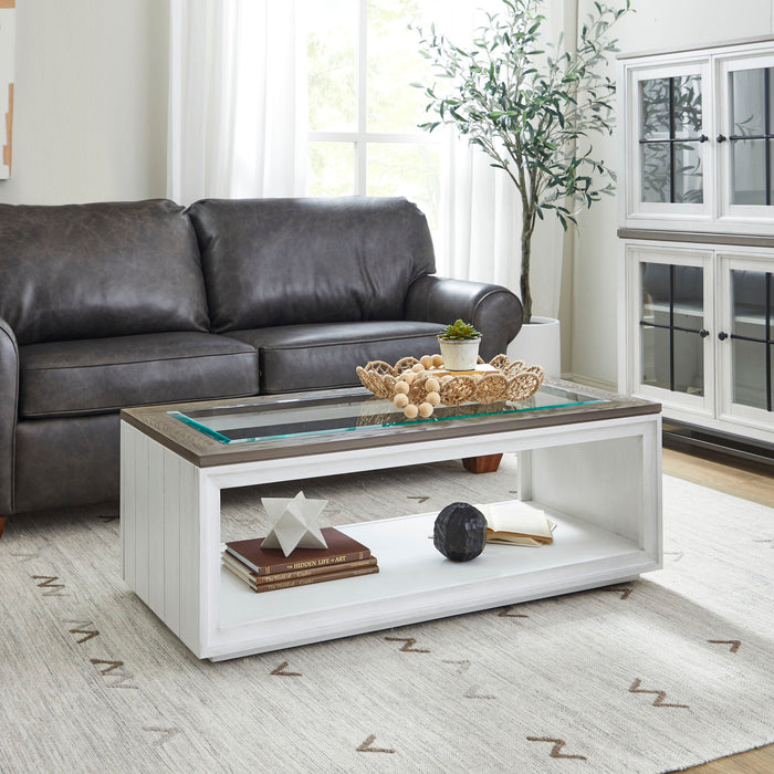 Melody - Rectangular Coffee Table With Casters - White