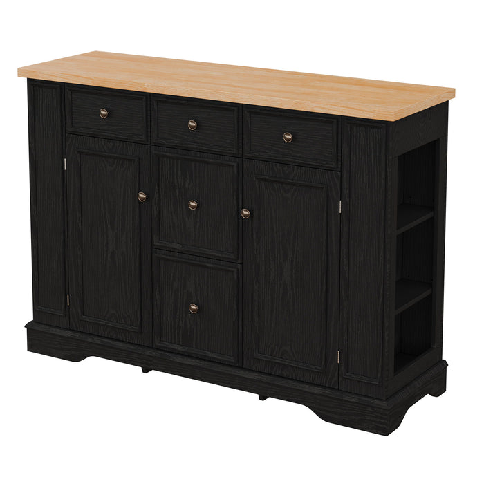 Sideboard Buffet Cabinet With 5 Drawers, 2 Cabinets, Adjustable Shelves