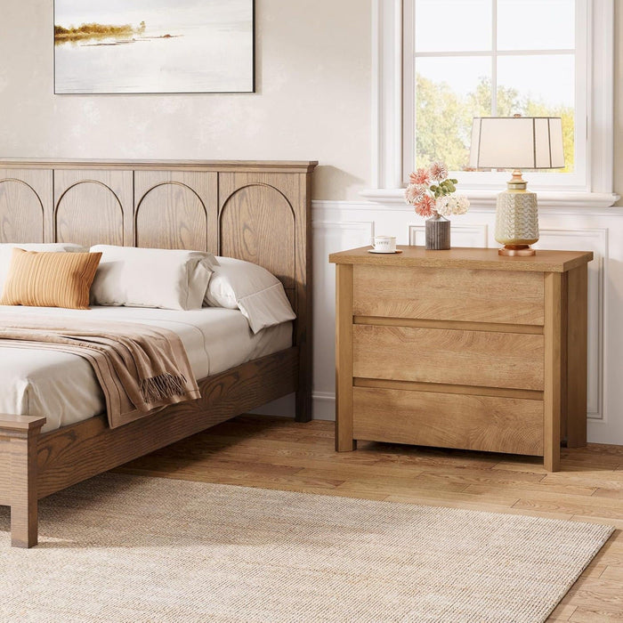 Nightstand With 3 Drawers, Bedside Table, Compact Storage - Brown