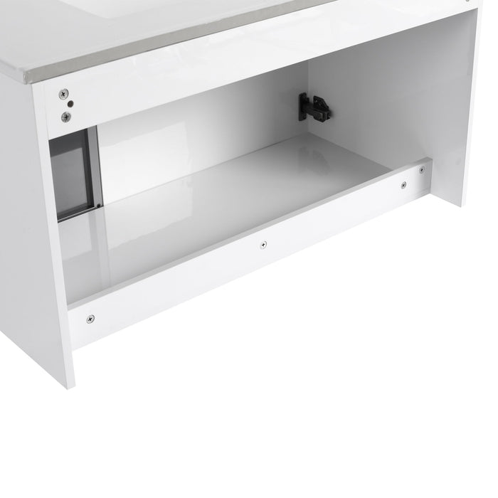 Wall Mounted Bathroom Vanity With Sink, 2 Soft Close Doors, Cabinet & Half Door