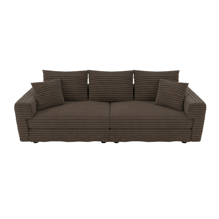 Plush Corduroy 4 Seat Sofa, Modern Comfy Upholstered Sofa Cloud Couch, Deep Seat Couches With Soft Pillows